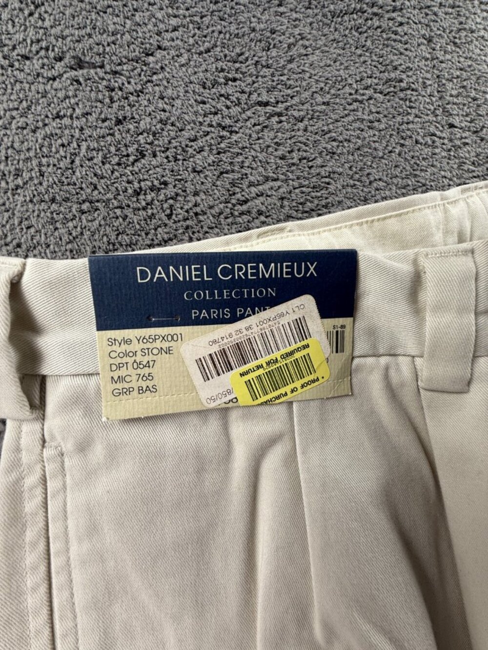 New Daniel Cremieux Paris Pants Men Beige Ivory Chino Cotton 38x32 Pleated - Picture 9 of 14
